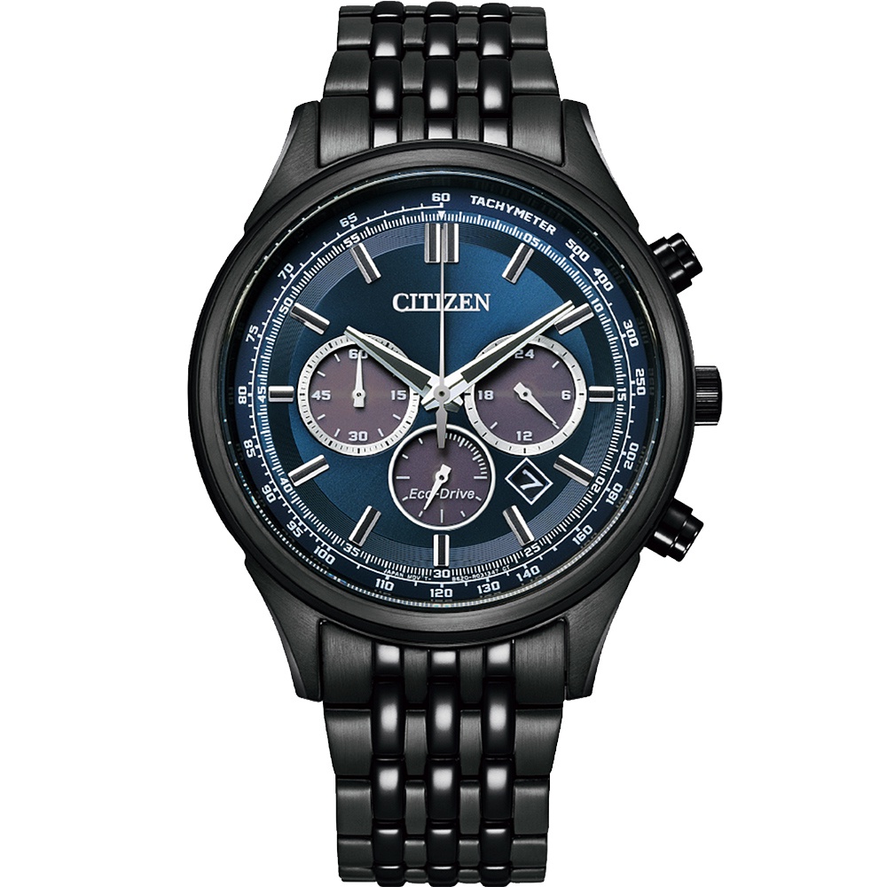 CITIZEN 星辰 亞洲限定 情人節推薦款 光動能計時手錶-黑X冰川藍 CA4418-82L, , large