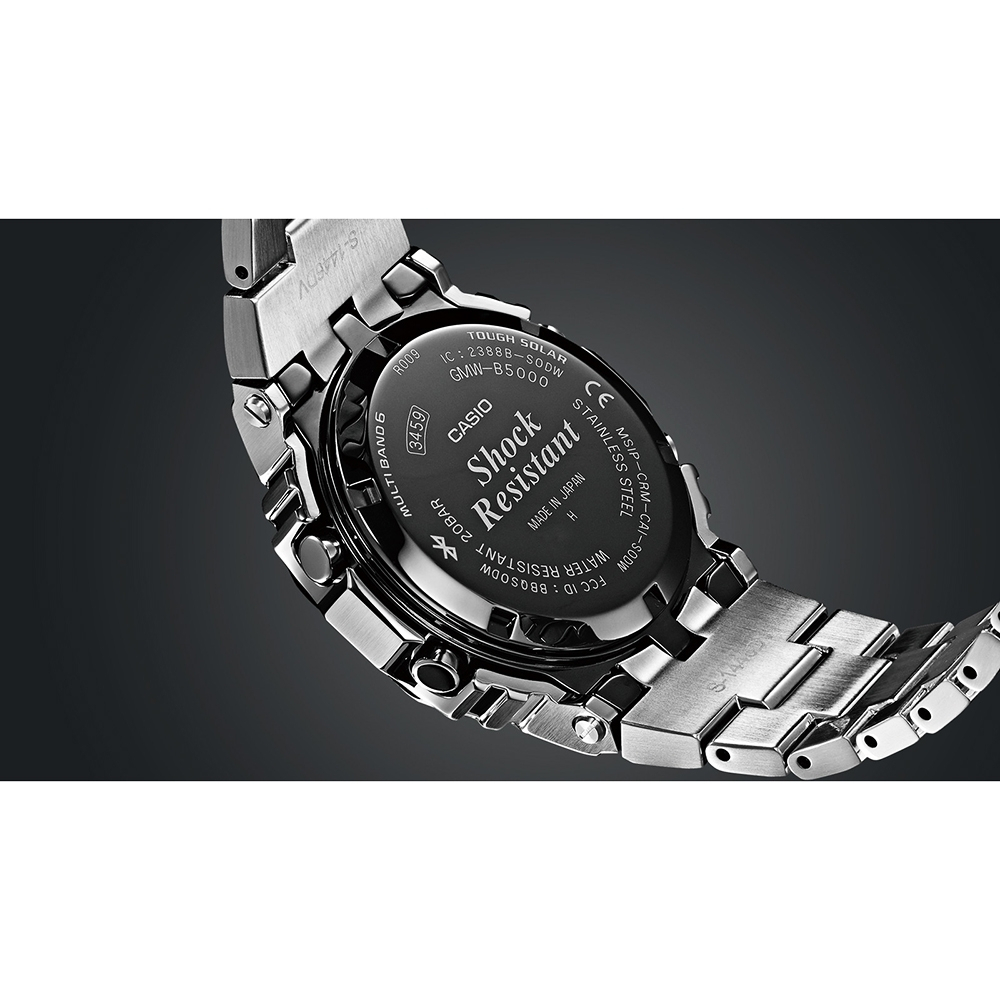 CASIO 卡西歐 G-SHOCK 全金屬太陽能電波手錶-銀 GMW-B5000D-1, , large