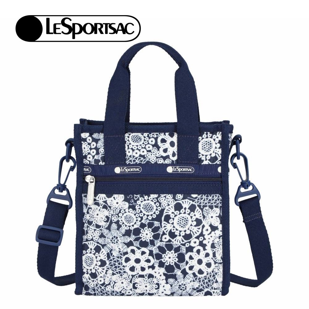 Lesportsac Mini N/S Tote 迷你方型托特包 通勤隨身包 肩背手提袋 手機包 送禮 禮物 女包(復古蕾絲花卉), , large