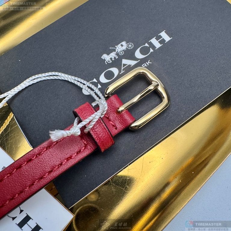 [星晴錶業]COACH手錶,34mm,CH00276紅色錶面金色錶殼紅色真皮皮革錶帶款, , large