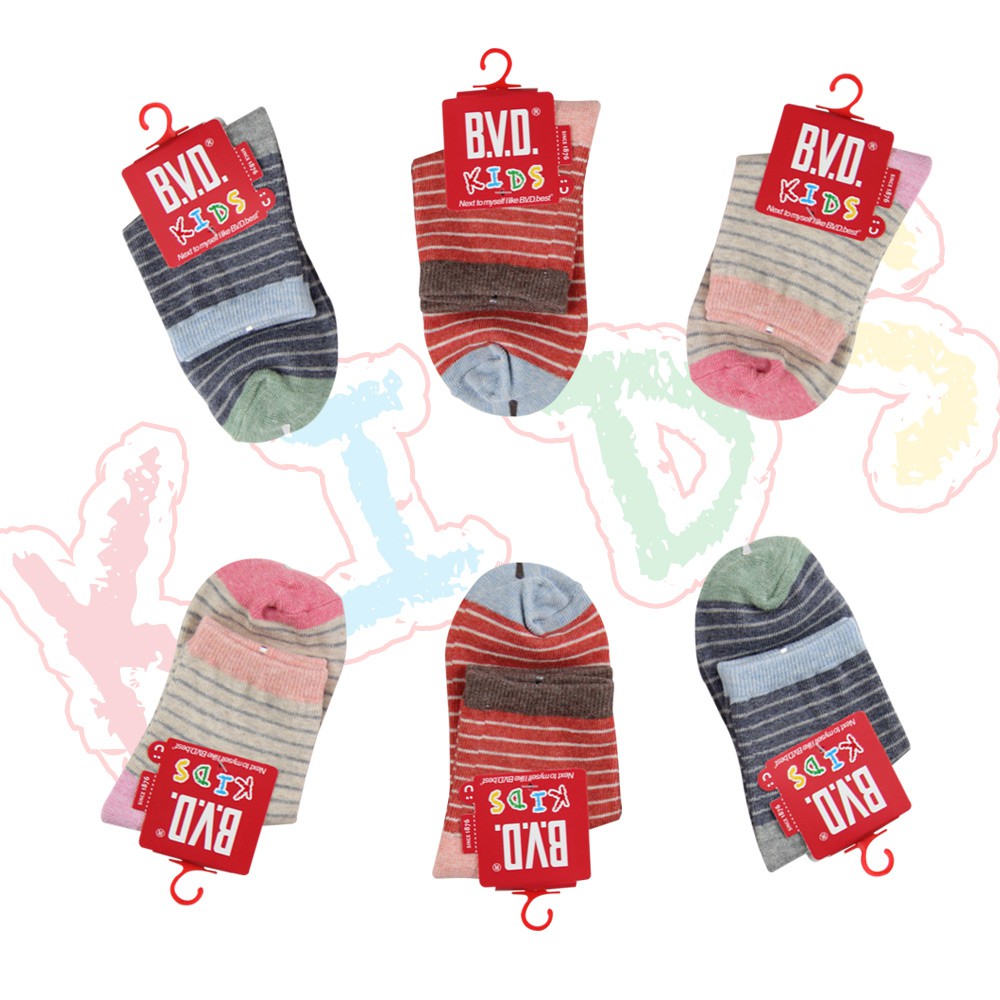 【BVD】自在條紋3/4童襪-B261 短襪, , large