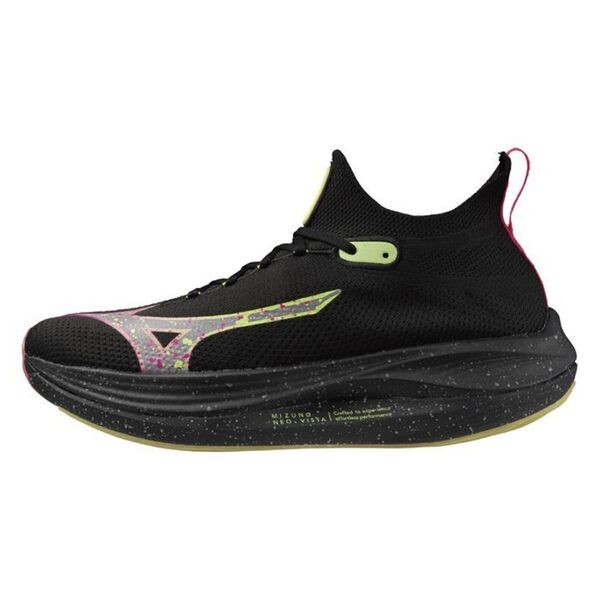 Mizuno Neo Vista 女鞋 慢跑鞋 路跑 訓練 襪套式 緩衝 厚底 美津濃 黑螢黃 [J1GC243403], , large