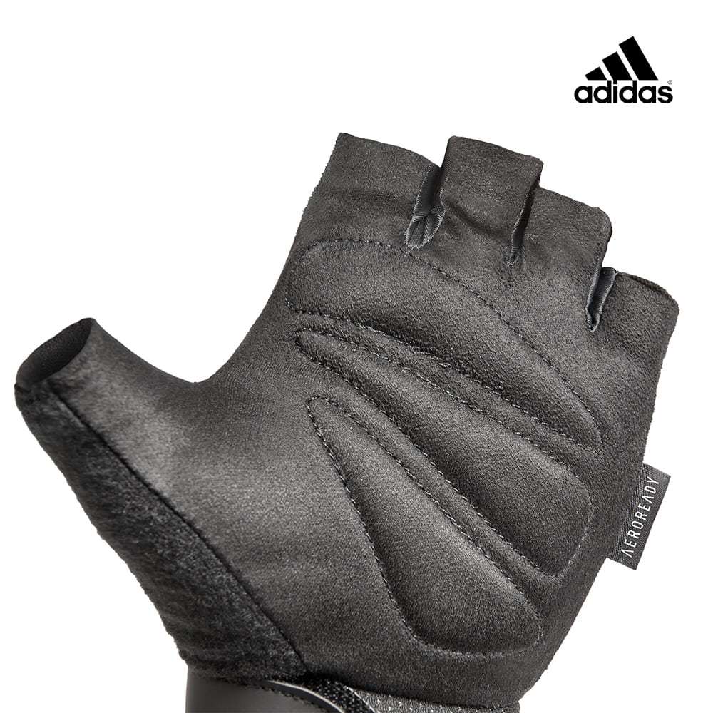 adidas 愛迪達 可調式透氣短指訓練手套 (白/粉/藍), , large