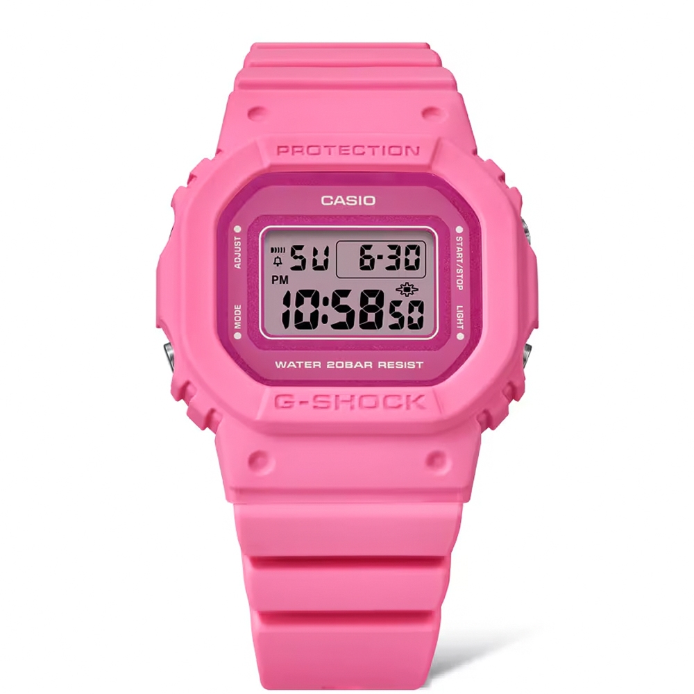 CASIO 卡西歐 G-SHOCK 單色時尚 霧面方形女錶 電子錶-粉紅 GMD-S5610PP-4, , large