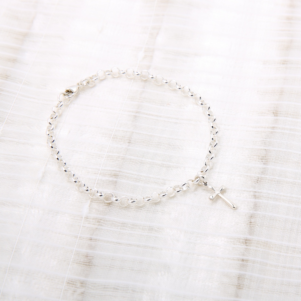 【Angel & Me】Blessed Cross s925 sterling silver bracelet Valentine's Day gift, , large