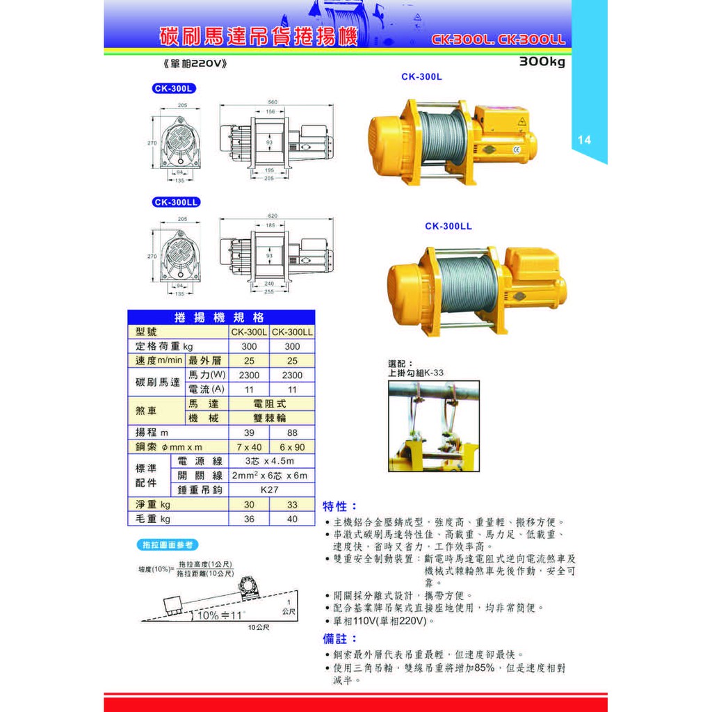 WIN 五金 基業牌 CK-300LL高揚程 超高揚程 鋼索 碳刷式吊磚機  高樓小吊車 小金剛 電動吊車 高樓吊車, , large