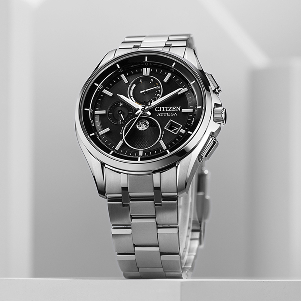 CITIZEN 星辰 月相 超級鈦 光動能電波萬年曆手錶 BY1001-66E, , large