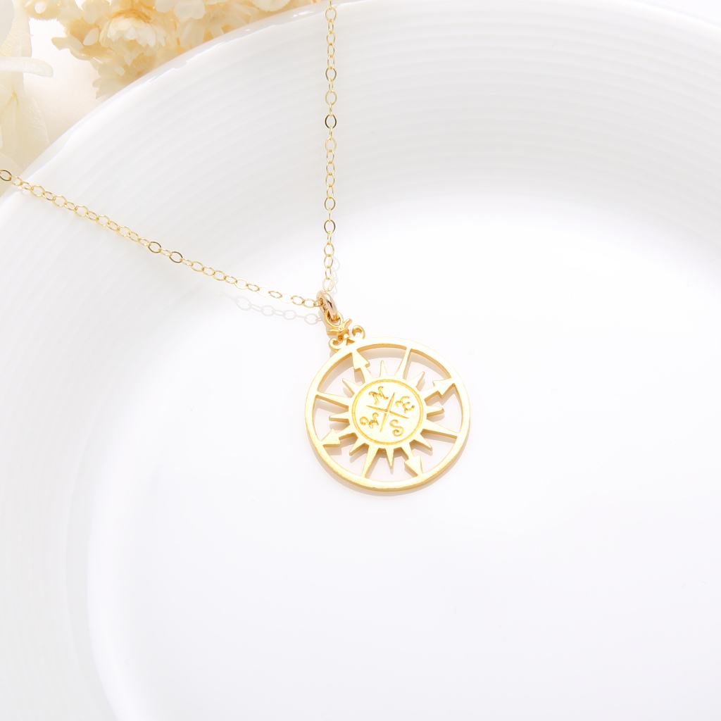 【Angel & Me】Iris Compass s925 sterling silver 24k gold plated necklace gift, , large