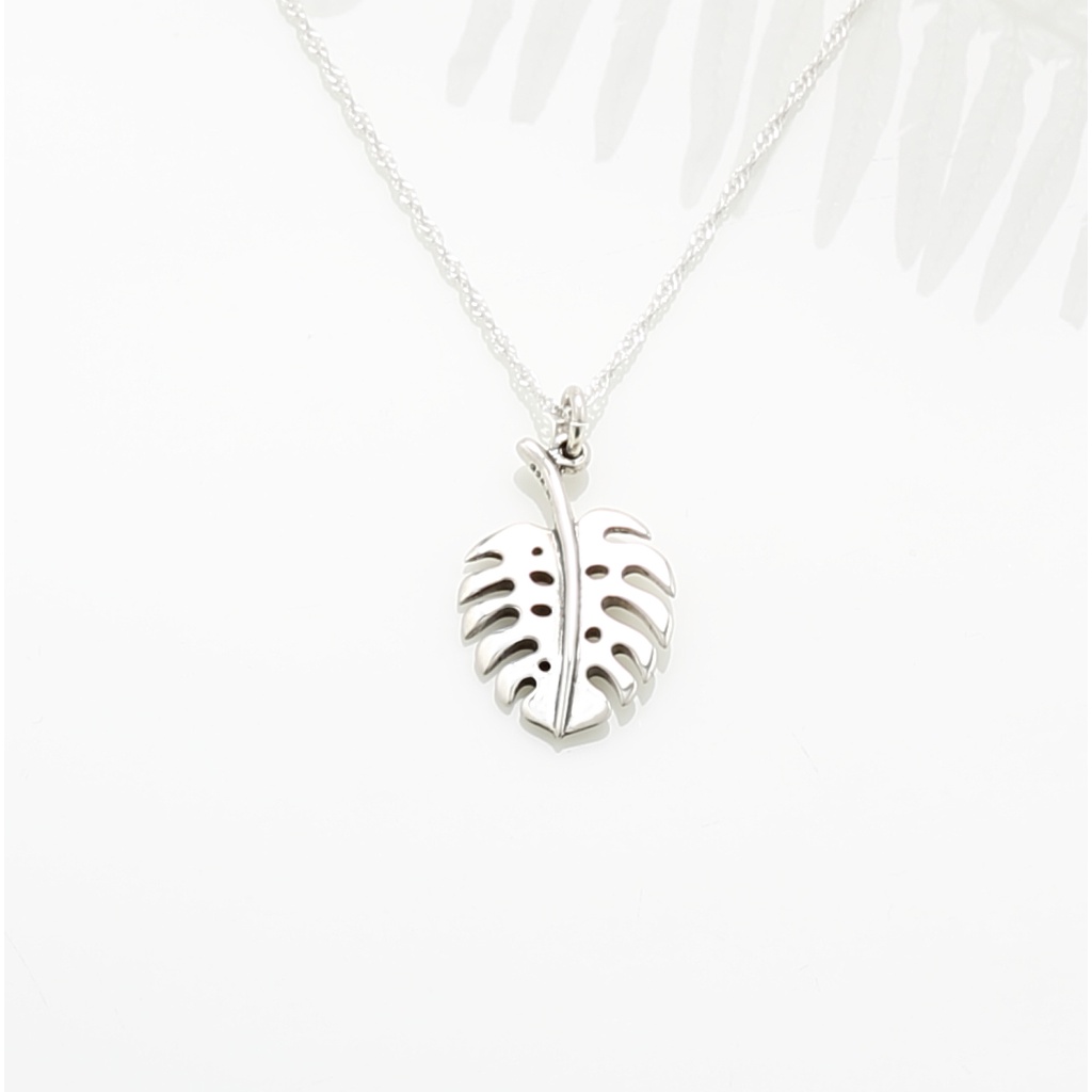 【Angel & Me】Monstera Delici Leaf s925 sterling silver necklace Birthday gift, , large