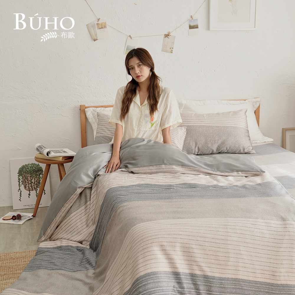 BUHO 台製300織100%TENCEL純天絲&trade;6尺加大床包+8x7尺兩用被四件組-(多款任選), , large