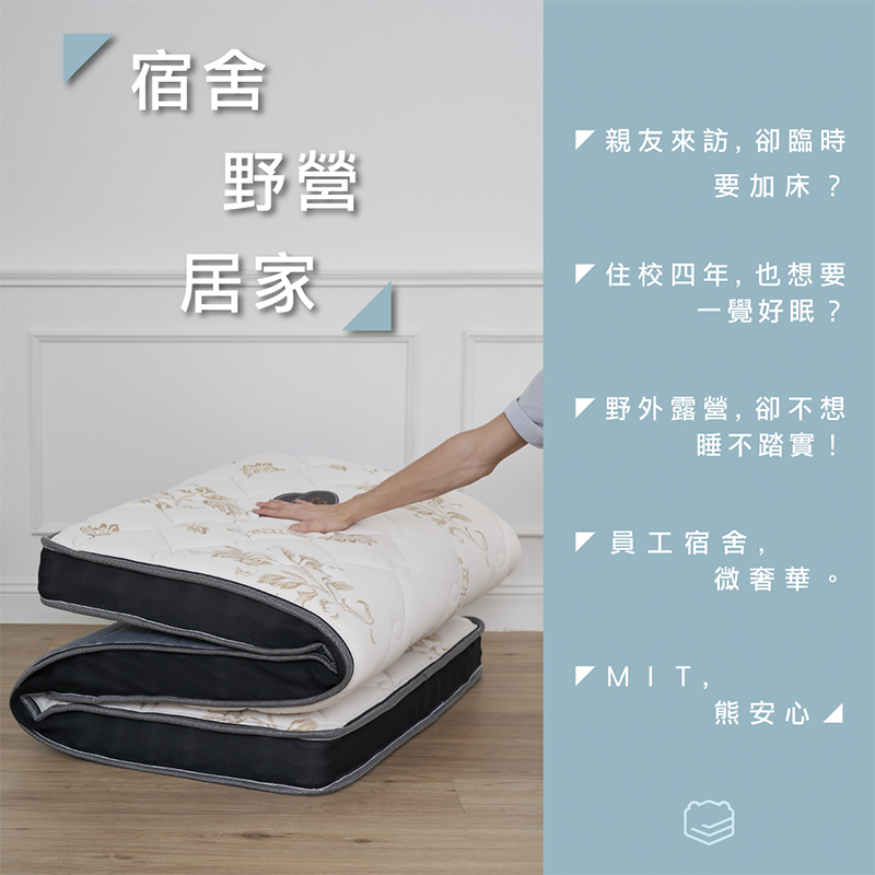 ［熊棉］奇幻天絲獨立筒床墊｜3.5尺｜獨立筒 天絲棉 折疊床 偏軟款 慢回彈 好收納 車宿 露營 租屋, , large