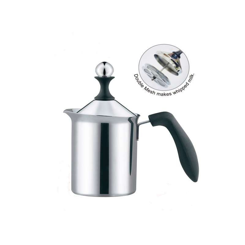 PEARL HORSE Double-Layer Milk Frother with Wooden Handle &ndash; 400cc &ndash; TA-S-08-400-D, , large