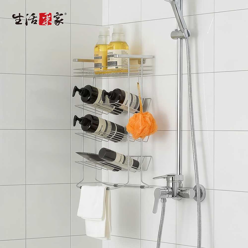 SHCJ 掛放二用收納架 台灣製304不鏽鋼 浴室 毛巾浴巾衣物瓶罐 收納置物架, , large