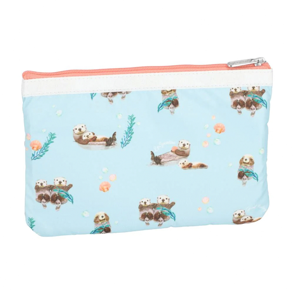 Lesportsac 3-Zip Cosmetic 三層拉鍊化妝包 收納包 盥洗包 女包 男包(海洋風格水獺), , large