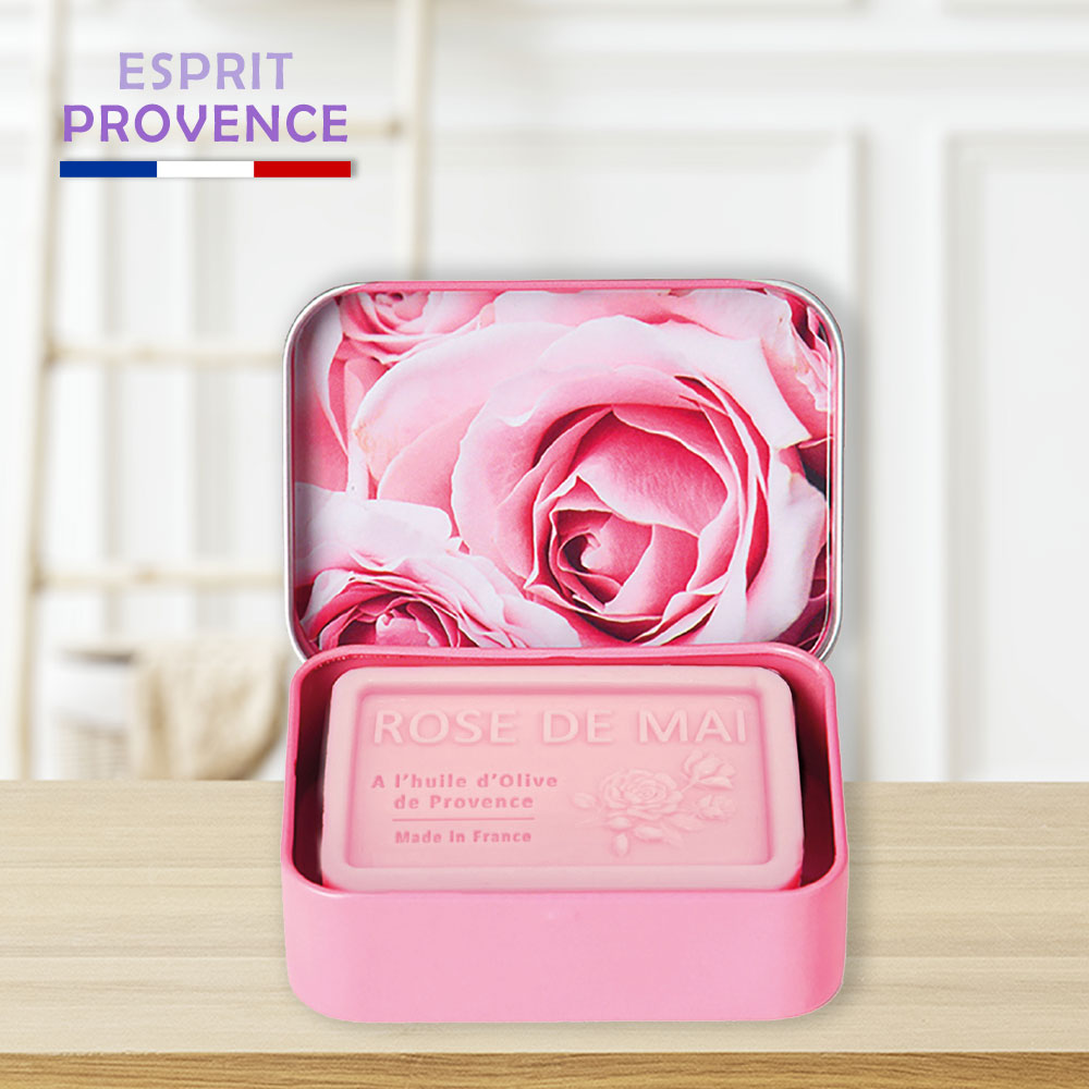 〔本野有限公司〕法國ESPRIT PROVENCE玫瑰鐵盒皂70g -1入, , large