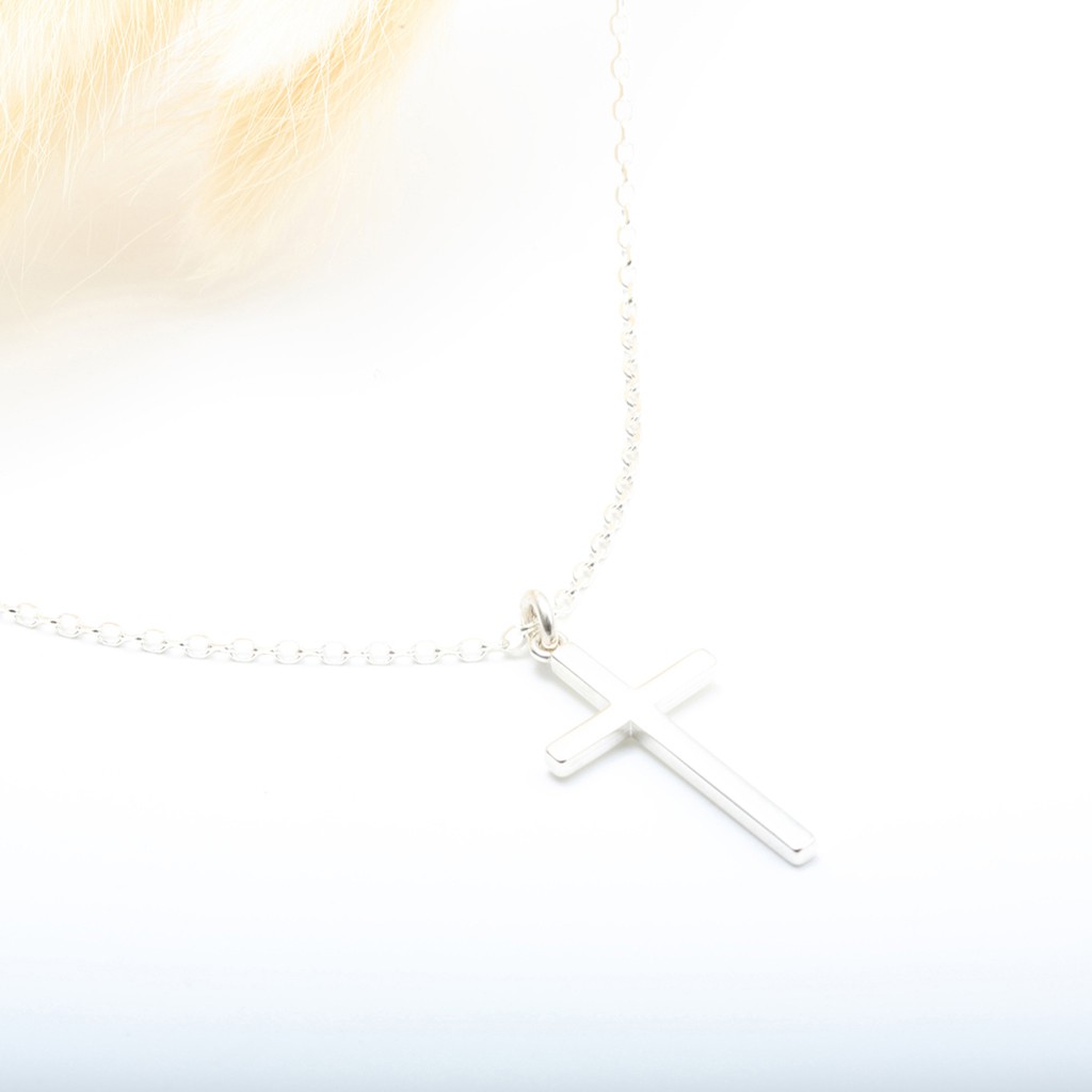 【Angel & Me】Large Cross s925 sterling silver necklace Valentine Faith God Jesus, , large