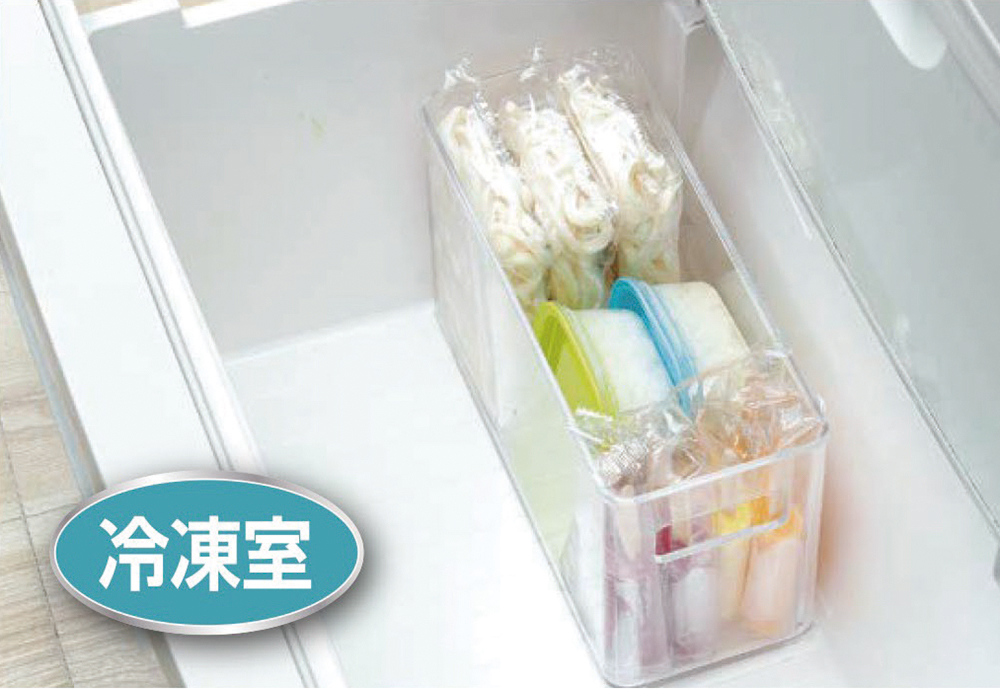 【bestco】Japan-Made Transparent Deep Refrigerator Storage Box, Medium (For Refrigerator & Freezer / Open-Handle Design), , large