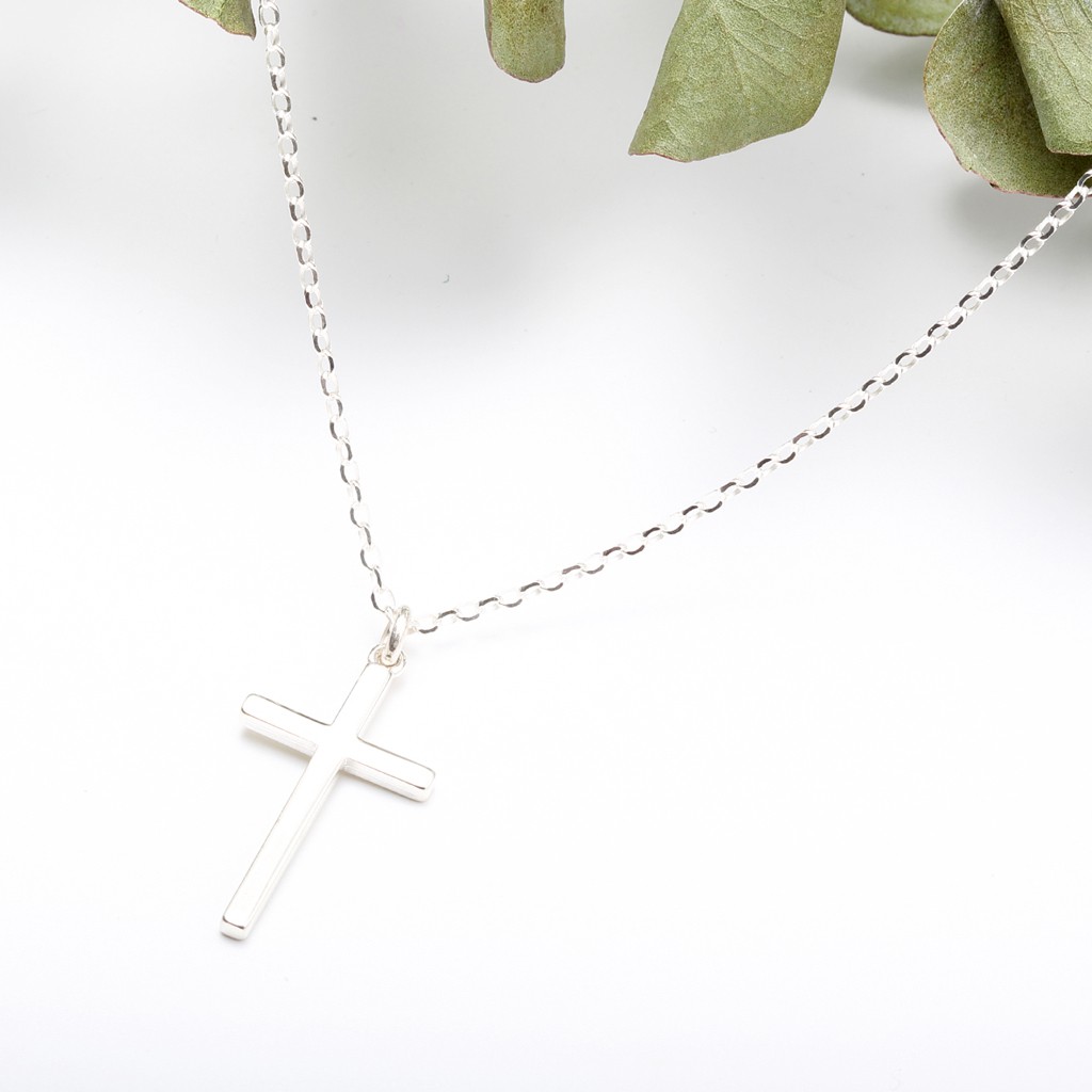 【Angel & Me】Large Cross s925 sterling silver necklace Valentine Faith God Jesus, , large
