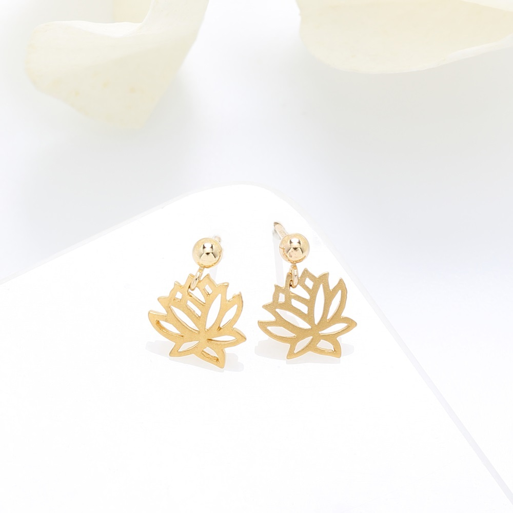 【Angel & Me】Love Lotus s925 sterling silver 24k gold plated earrings gift, , large