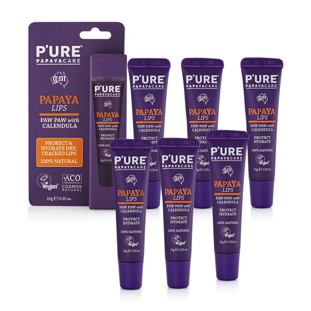 【澳洲Pure Papayacare】木瓜護唇膏含金盞花(6入組 10g/條) 即期品-2027年4月到期, , large