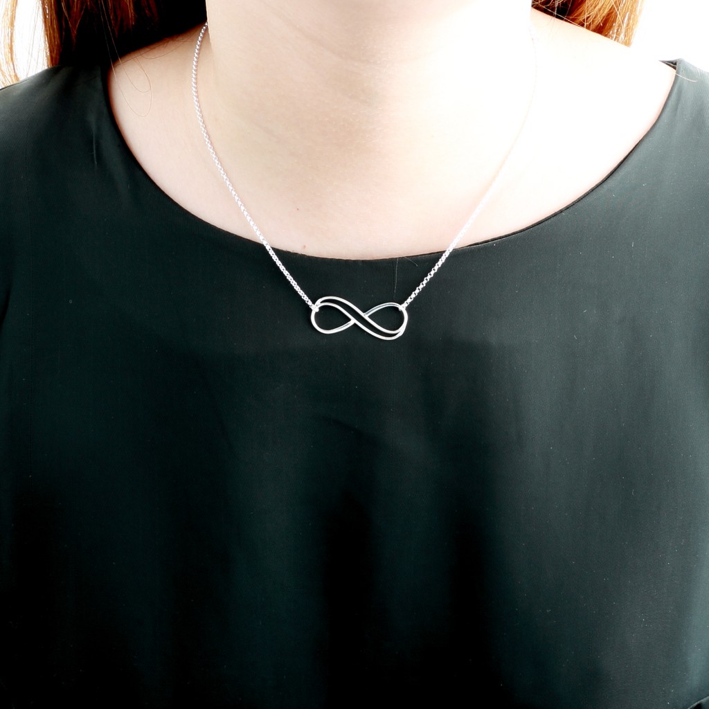 【Angel & Me】Love double Infinity s925 sterling silver necklace birthday gift, , large