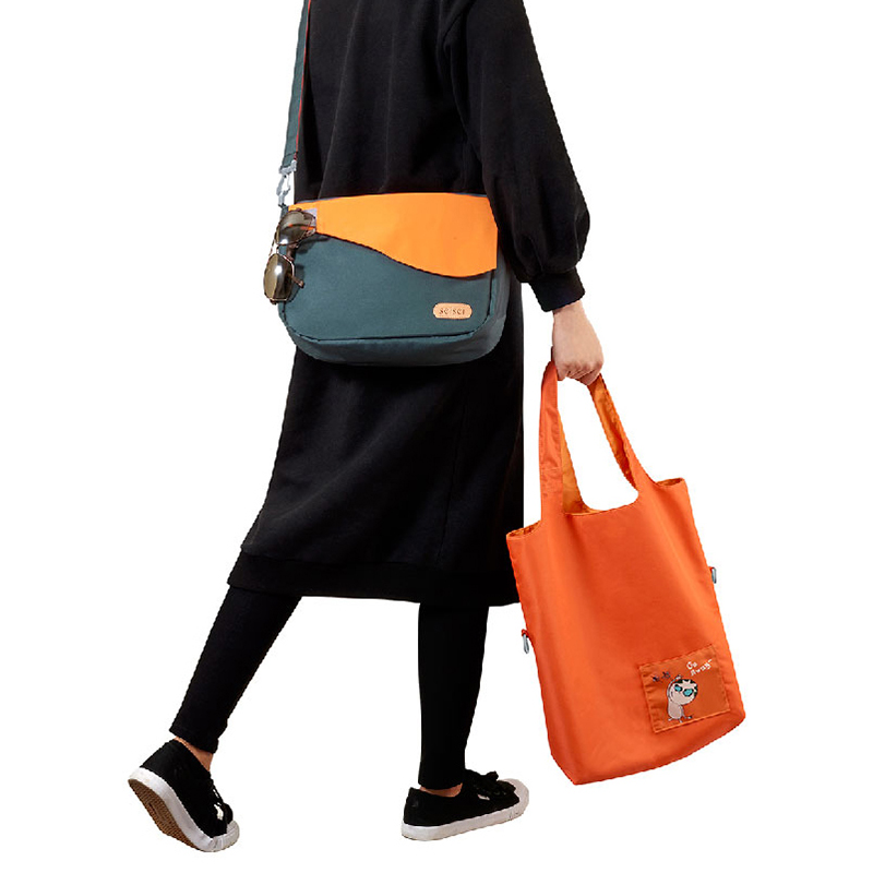 Eco-friendly Crossbody bag & tote bag Two-in-one, Reversible yoyo bag (Tangerine), , large