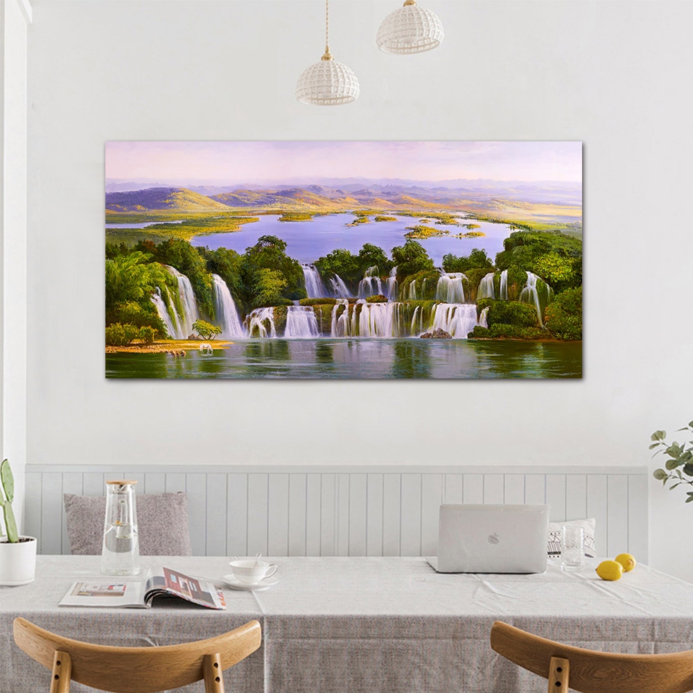 【御畫房】天瀑 國家一級畫師手繪油畫60&times;120cm(VF-118), , large