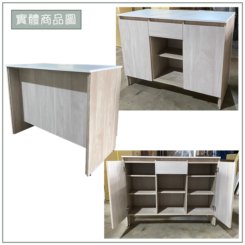 【唯熙傢俱】歐森淺灰雙色4尺中島桌, , large