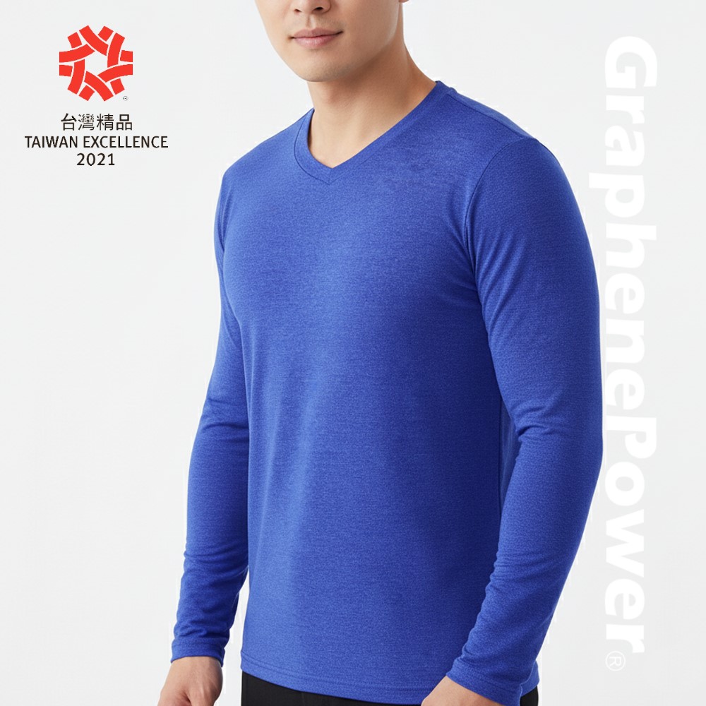 [GP石墨烯] 石墨烯溫控循環機能男長袖 - 藍色, , large