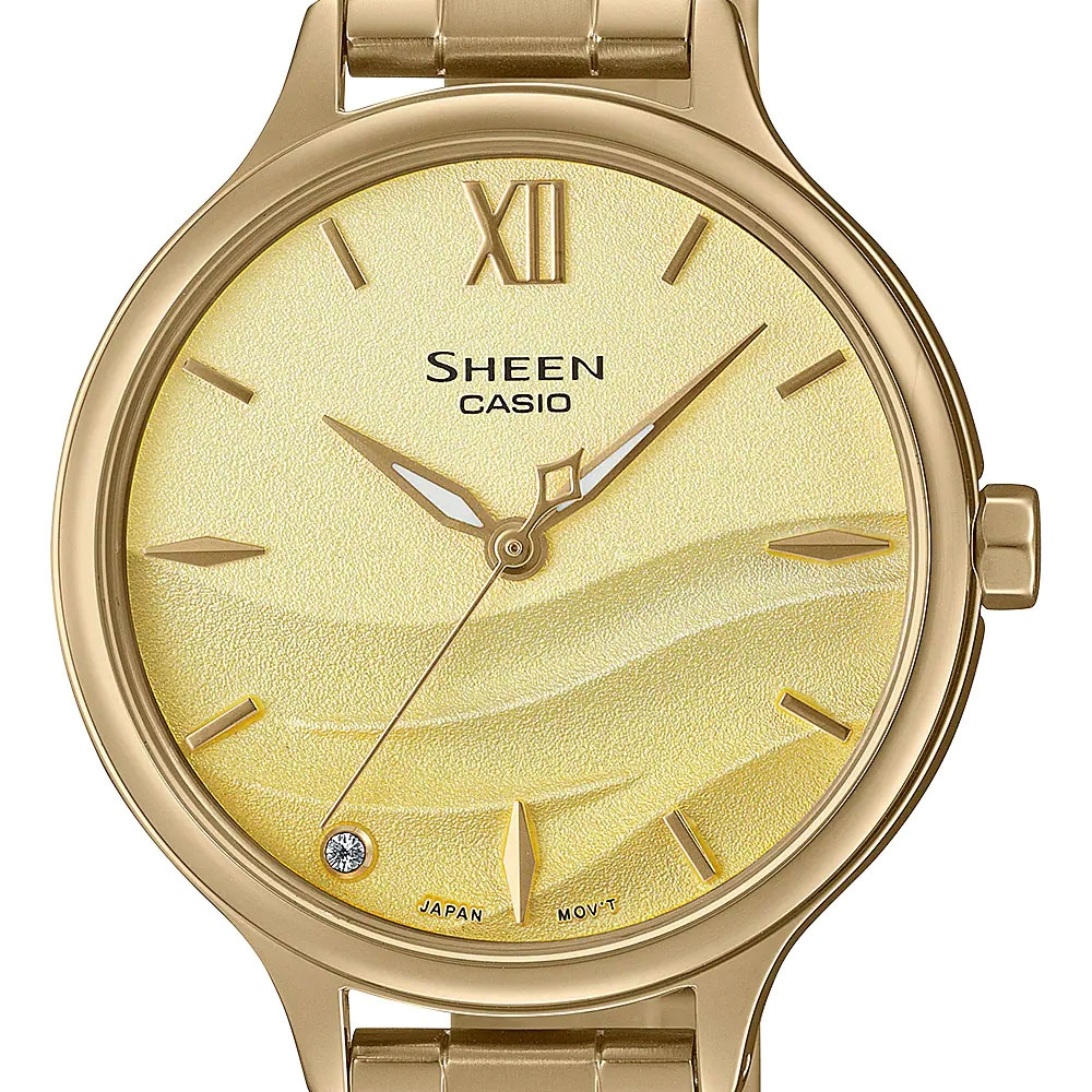 CASIO 卡西歐 SHEEN 海浪漸層女錶-金 SHE-4550G-9A, , large