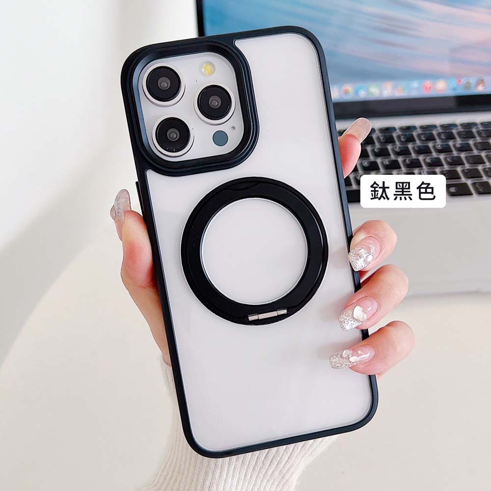 【山水之寶】iphone 12/12pro 手機殼 清透款 賽文360度磁吸支架防摔殼, , large