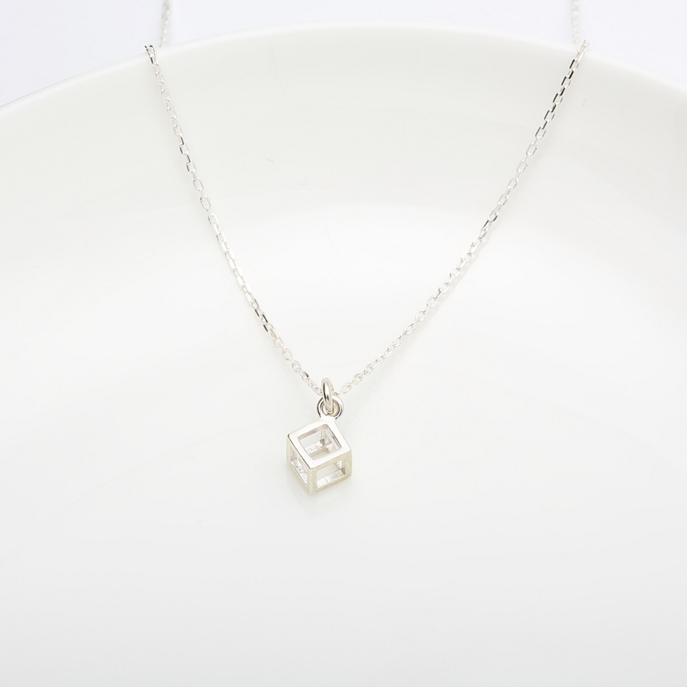 【Angel & Me】Cube s925 sterling silver necklace Valentine Day gift, , large