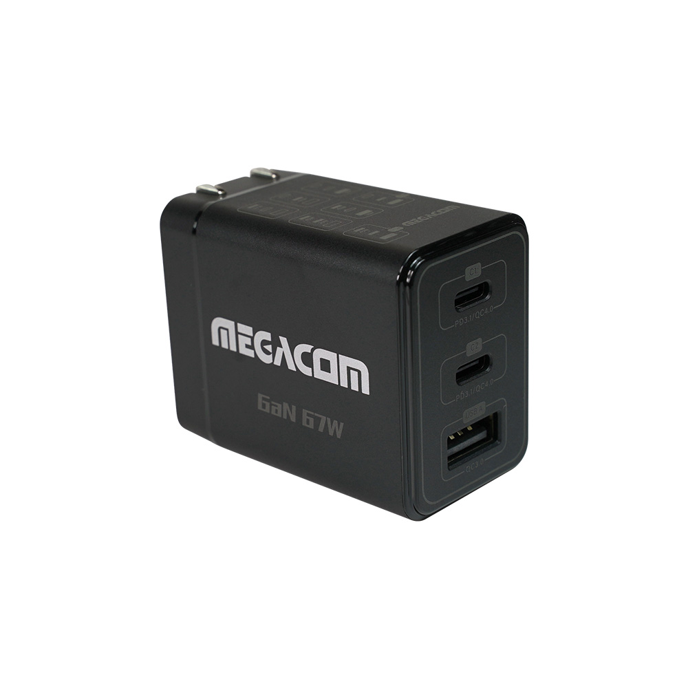 【MEGACOM】ME-1011 67w 1A2C GaN 三孔快充充電座, , large
