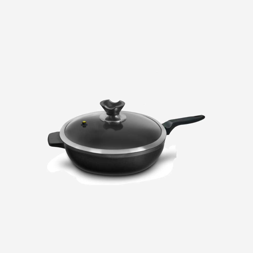 【美國MotherGoose鵝媽媽】新一代遠紅外線竹炭調理平底鍋30cm(IH導磁), , large