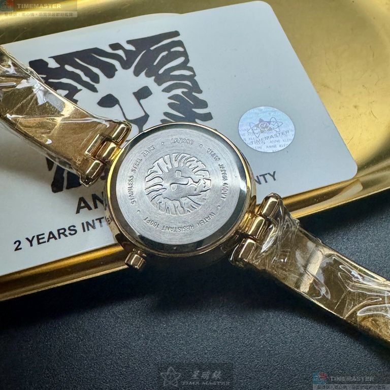 [星晴錶業]ANNE KLEIN手錶,28mm,AN00596粉紅錶面金色錶殼金色合金錶帶款, , large