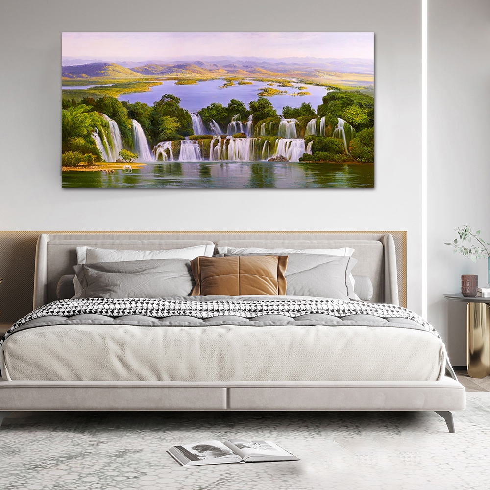 【御畫房】天瀑 國家一級畫師手繪油畫60&times;120cm(VF-118), , large