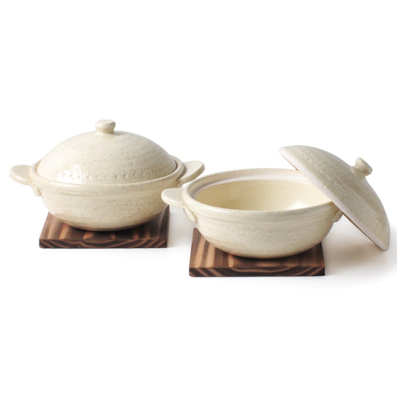 [豐名日本餐具] 四號鍋兩入組 淺米（附木墊） / C04PT0-5-3, , large