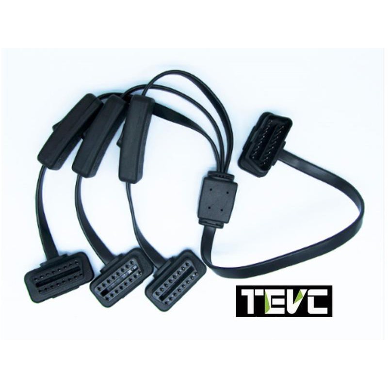 《tevc》V009 一對三 OBD 90度  1對3 延長線 obd2 ELM327 扁線 帶開關, , large