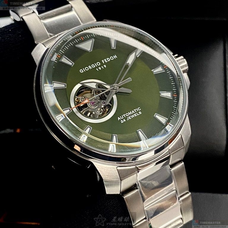 [星晴錶業]GiorgioFedon1919手錶,46mm,GF00120墨綠色錶面銀錶殼銀色精鋼錶帶款, , large