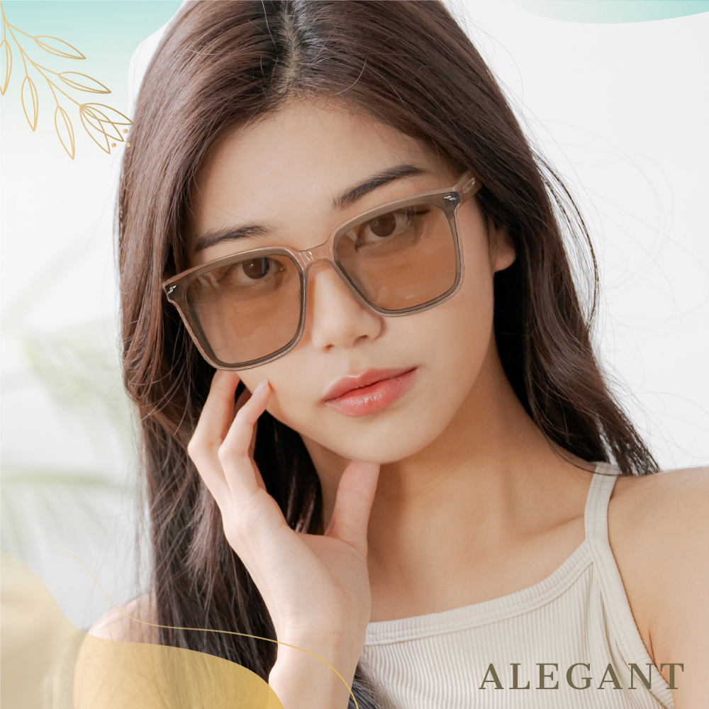 摩登風格雲峰棕輕量貓眼方框墨鏡/UV400太陽眼鏡〔ALEGANT〕, , large