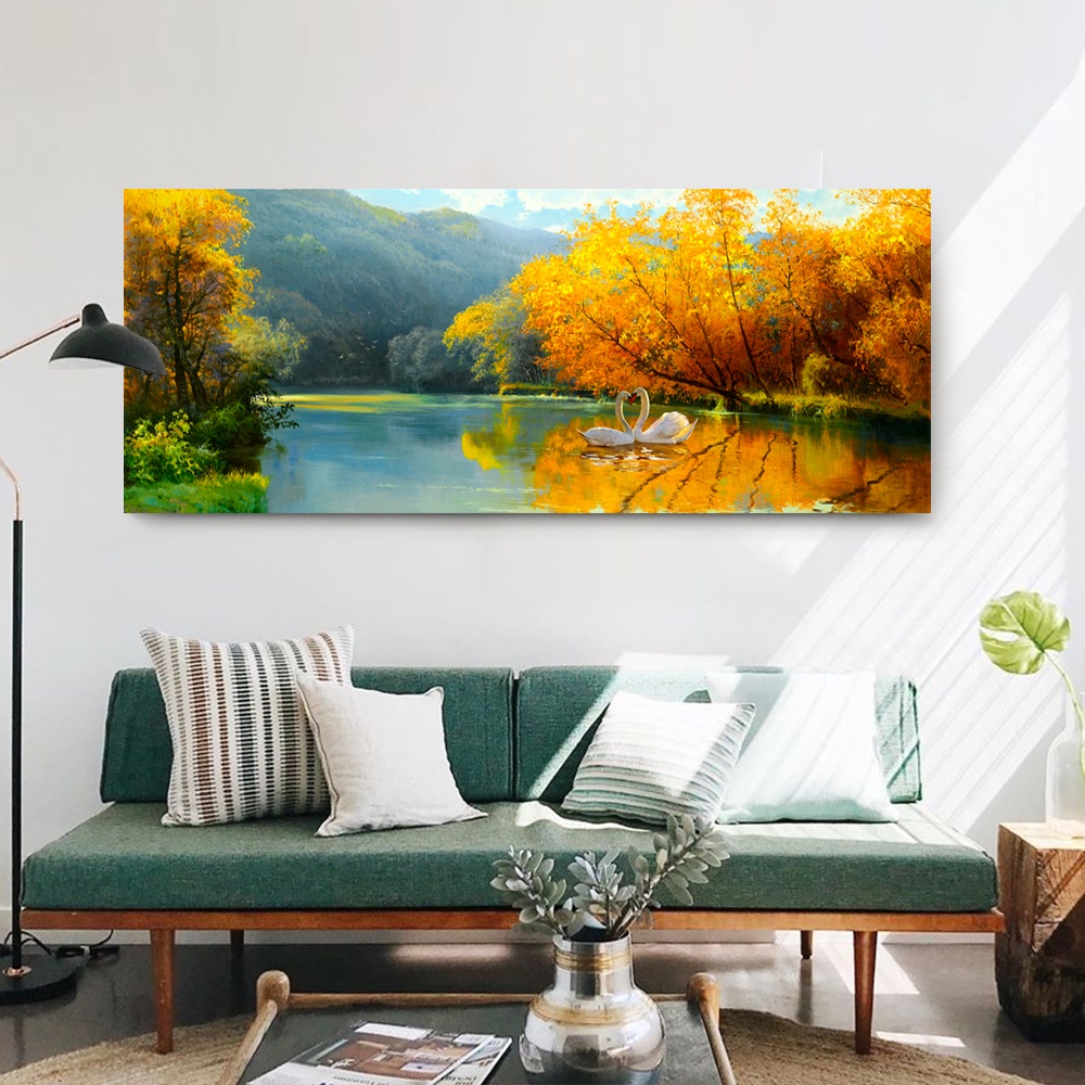 【御畫房】天鵝湖 國家一級畫師手繪油畫60&times;120cm(VF-44), , large