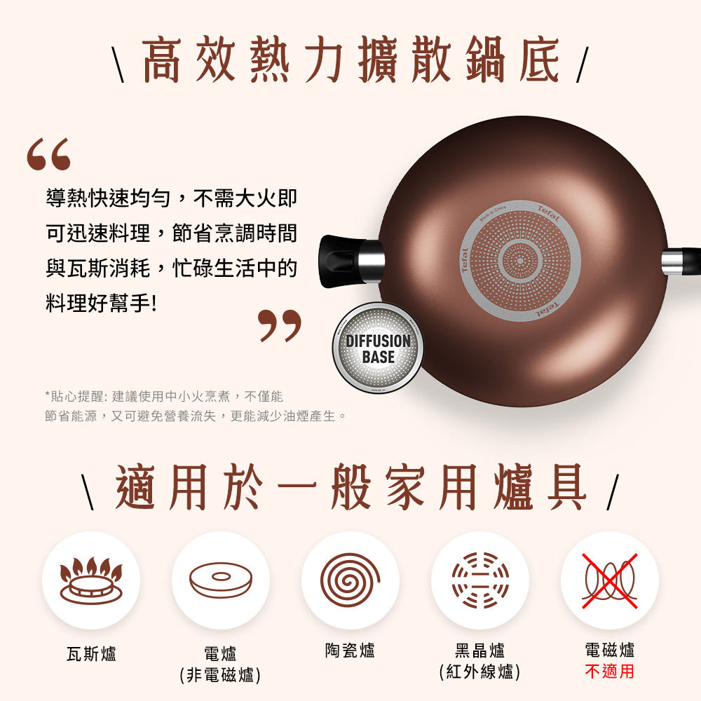 特福醇火系列30cm不沾炒鍋加蓋, , large