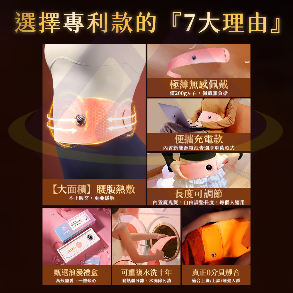 Ultra-Thin Graphene Warming Belt / Pink / 50~60&deg;C Heat Therapy / Remote Control, , large