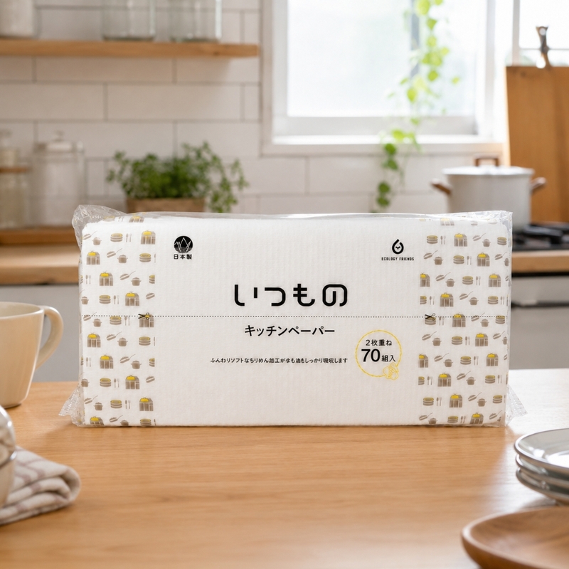〔本野有限公司〕日本服部製紙廚房紙巾70抽 -4入組, , large