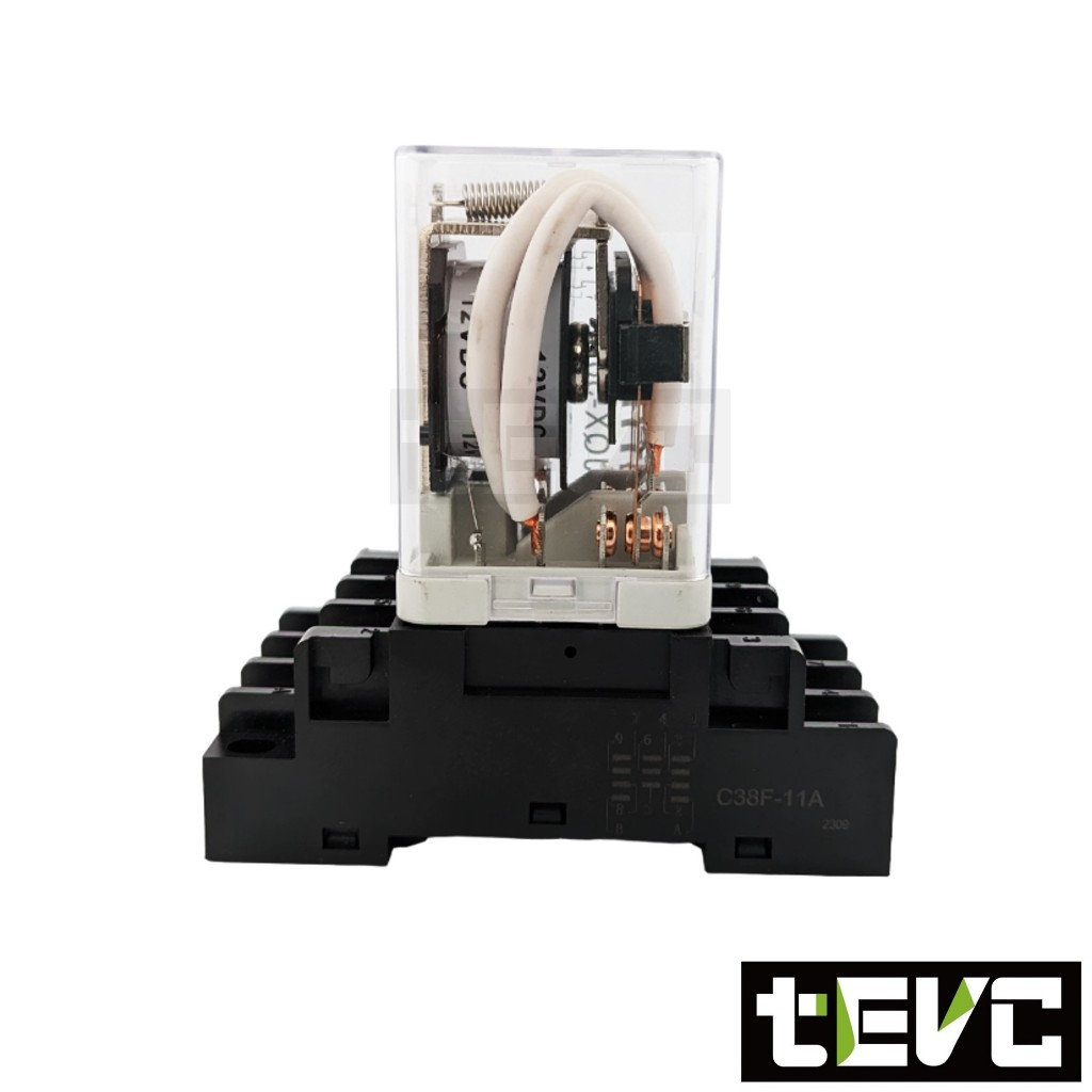 《tevc》含稅 發票 40A 繼電器 三開三閉含底座 工控耐流 大功率 功率繼電器 DC12V-40A  R017, , large
