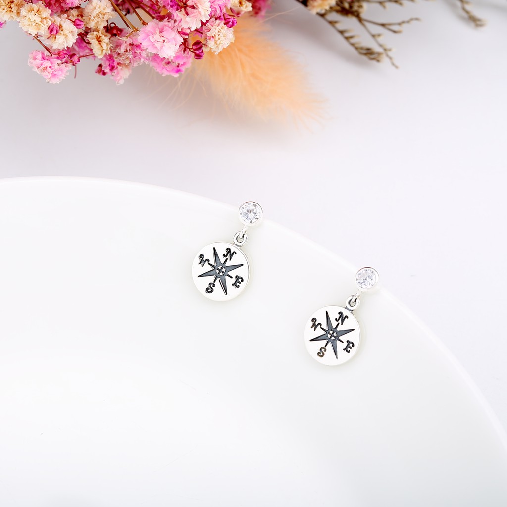 【Angel & Me】Lucky compass s925 sterling silver earrings birthday gift, , large