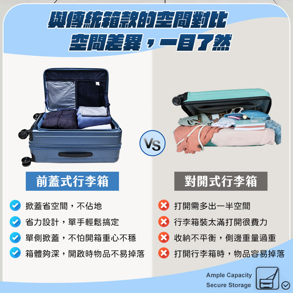 【HJY】鴻嘉源 激省空間深開擴容行李箱20吋-鐵灰, , large