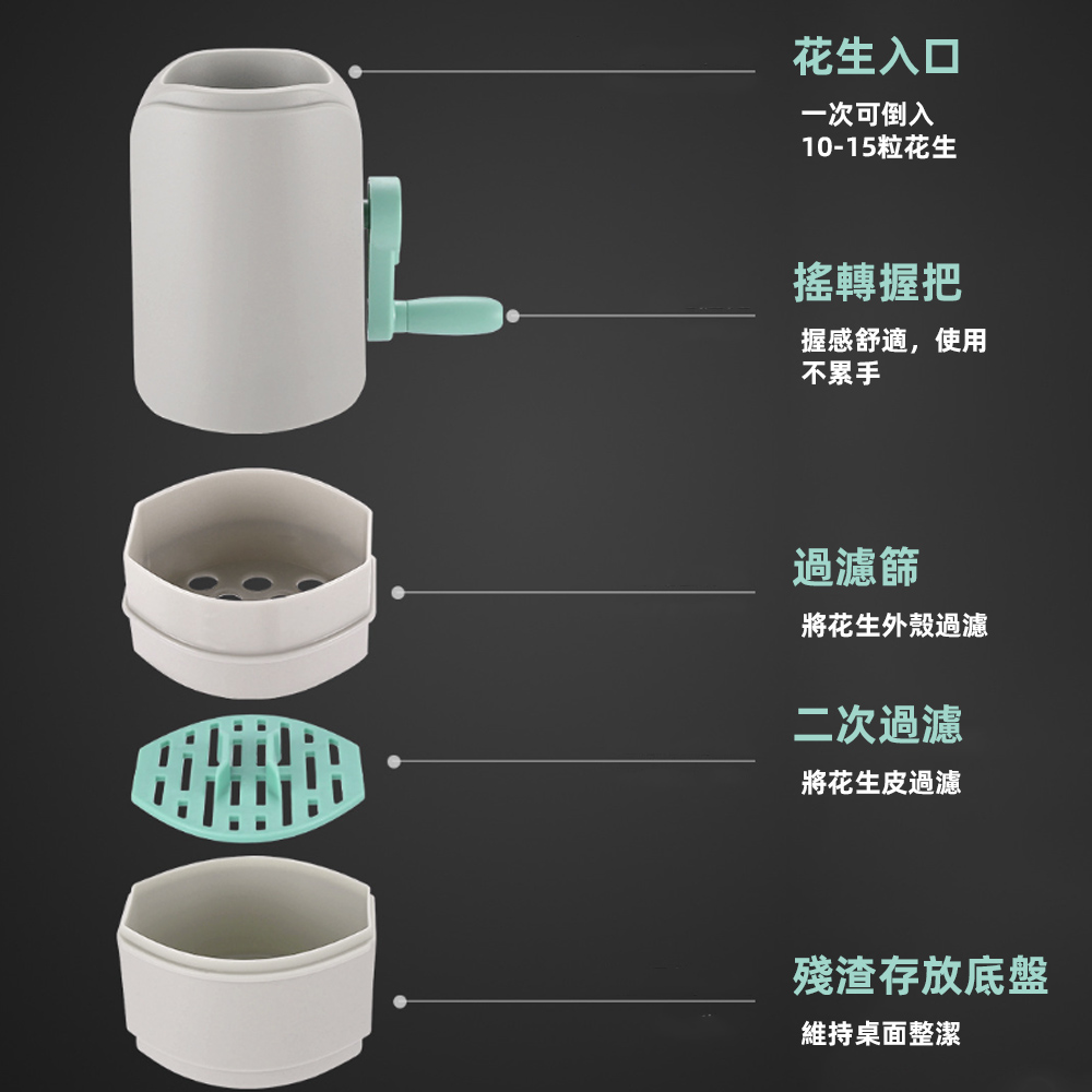 【上手家居】花生去殼器-灰色(瓜子剝殼器/剝殼器/花生剝殼器/剝花生神器/剝花生工具), , large