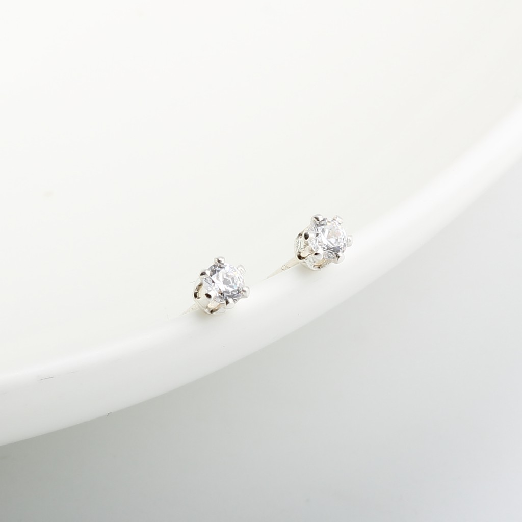 【Angel & Me】迷你 皇冠 3mm 瑞士單鑽 鑽石 s925 純銀耳環 耳夾, , large