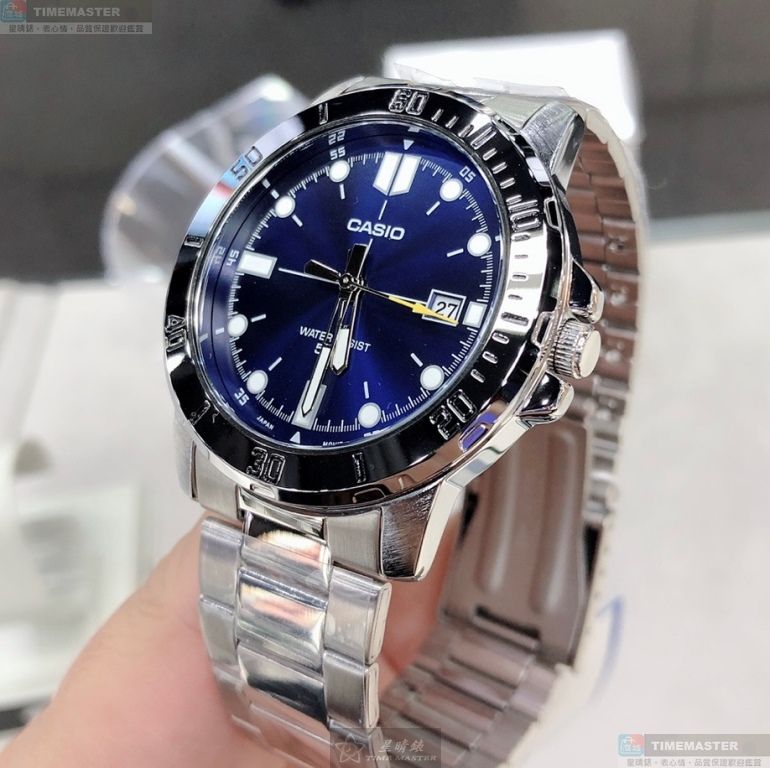 [星晴錶業]CASIO手錶,44mm,CA56833寶藍色錶面銀錶殼銀色精鋼錶帶款, , large